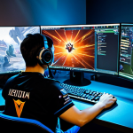 도타2 게임 모드 공략 - Ranked Match Strategy**

"A professional Dota 2 player, fully clothed in a team jersey, intensely fo...