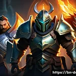 도타2 초보자를 위한 Q A - A dynamic Dota 2 team composition scene featuring three distinct hero roles: a Carry hero wielding a...