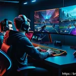 도타2 픽 밴 전략 - A detailed digital illustration of a strategic esports team in a modern gaming room, focused on draf...