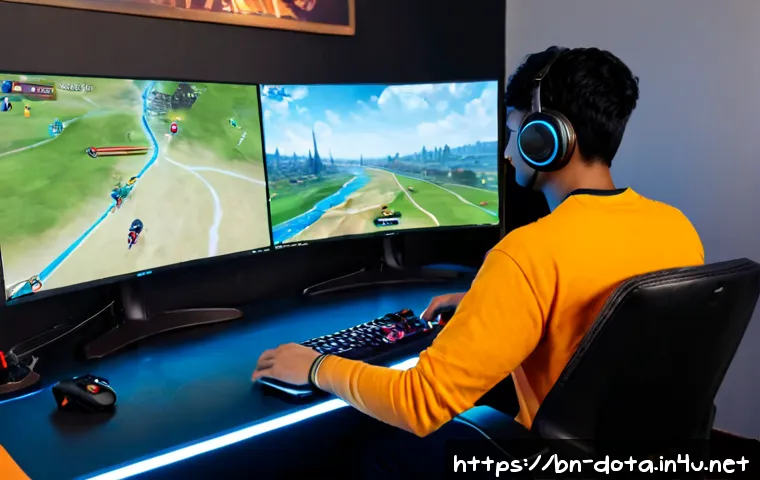 도타2 미드라인 운영법 - Photorealistic esports-inspired scene of a focused young South Asian gamer analyzing a fantasy MOBA ...